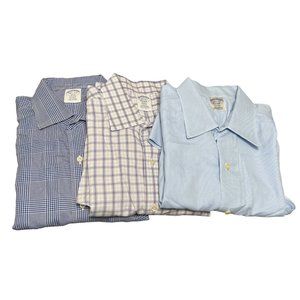 Brooks Brothers Lot of 3 Plaid Striped Regent No Iron Long Sleeve Shirt 16.5-34